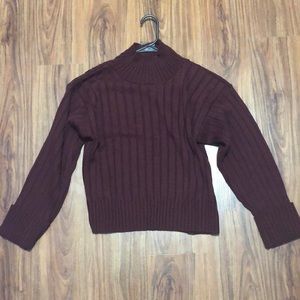 Wine knit high neck sweater